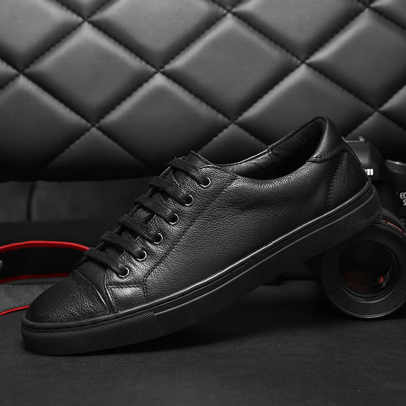 

Classic Men Shoes Luxury Brand Flat Fashion Sneakers Men genuine Leather lace up Footwear Walking Breathable Men Casual Shoes a4