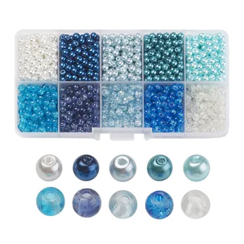 

1Box Halloween Christmas Decor Mix Color Baking Painted Crackle Glass & Glass Pearl Beads 4mm 6mm 8mm 10mm Jewelry Making