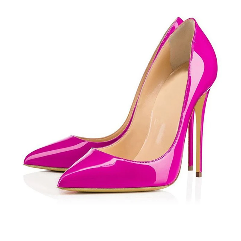 Весенняя обувь; женские туфли-лодочки с острым носком на высоком каблуке; женские пикантные вечерние туфли из лакированной кожи на шпильке; Женская Клубная обувь - Цвет: Purplish Red