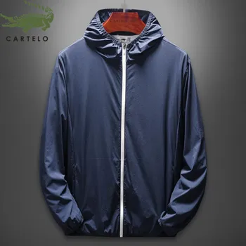 

CARTELO jacket men lightweight hooded new fashion comfortable breathable solid color outdoor sport sunscreen
