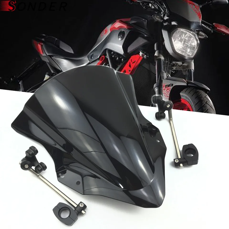 Лобовое стекло для мотоцикла и регулируемый кронштейн Yamaha MT125 FZ FZ1 FZ6 FZ8 FZ8N XJ6 MT 01 MT03
