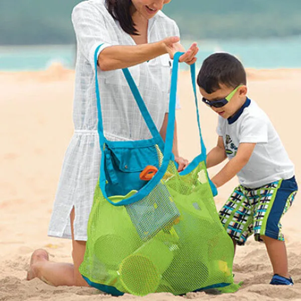 Новая пляжная сумка в сеточку большой емкости для хранения портативный складной для игрушек, продуктов на открытом воздухе