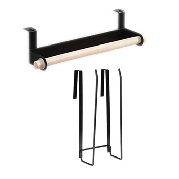 

2Pcs Tissue Holder Hanging Roll Paper Holder Towel Rack Kitchen Cabinet Door Hook Holder - 26.7X11.3X6.7Cm & 26X6.5Cm