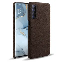 Retro Slim Cloth Hard Cover Case - Elegant Protective Case for OPPO Reno 3 Pro 5G (Brown)