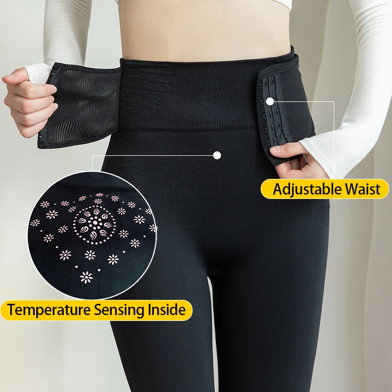 

Black fat burning adjustable shape leggings One size high waist elastic yoga pants Workout gym tights sports trousers