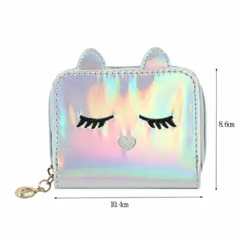 

US Fashion PU Hologram Wallet Laser Clutch Purse Tassel Make-up Bag Mini Handbag