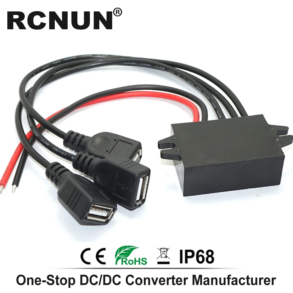RCNUN DC-DC конвертер, 12 В, 24 В до 5 В, 6A тройной USB Выход автомобиля Мощность Зарядное устройство адаптер для телефона авто светодиодный MP3 MP4