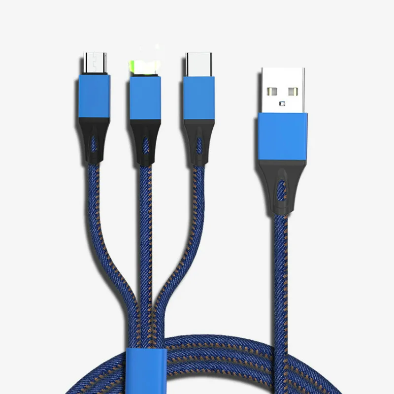 3 в 1 USB кабель 3A зарядный кабель type-C Micro USB 8 PIN для iphone 8 Plus samsung Redmi Note 8 кабель для зарядки телефона 1,2 м шнур