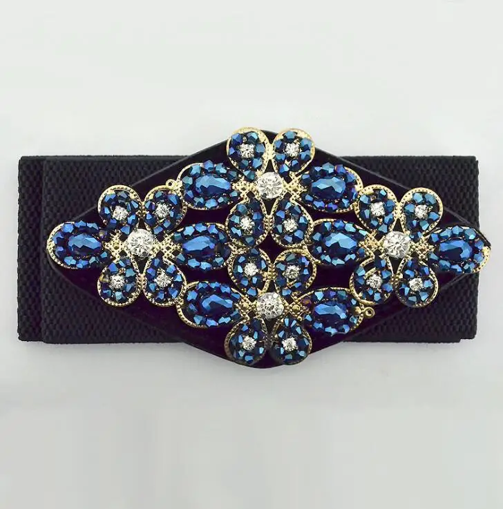 blue Женская подиумная Мода blingbling бисером эластичные пояса женское платье Корсеты Пояс Ремни украшения широкий пояс R2523 - Цвет: blue