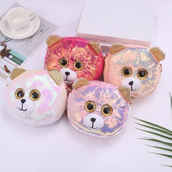 

Student Belt Zipper Cartoon Unicorn Shoulder Bag Girl Preppy Style Sequin Crossbody Bag For Phone Animal Rainbow Fur Flap Purse