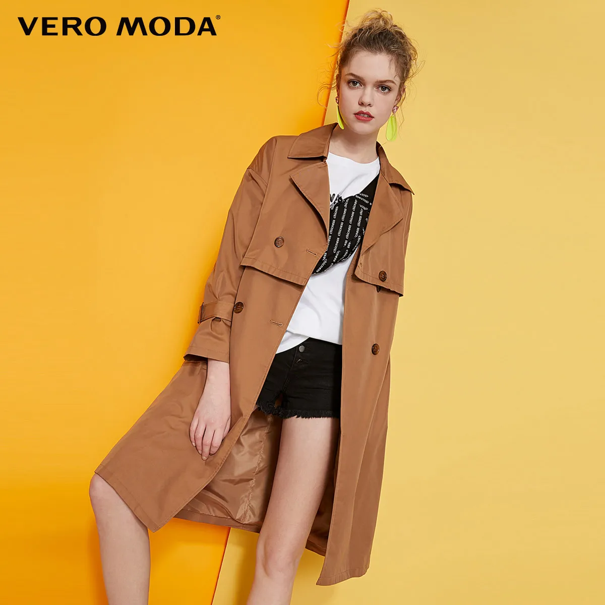 Vero Moda женский двубортный Тренч с лацканами | 319121522 - Цвет: Caramel camel s