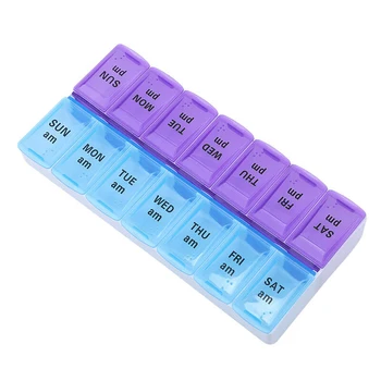 

7 Day Tablet Pill Box Holder 14 Grids Weekly Medicine Storage Organizer Case
