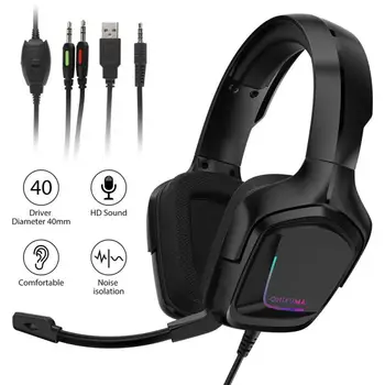 

Gaming Headset RGB Surround Sound Mic USB Headphones 3.5mm For Xbox PS4 Laptop Volume Control Headphone
