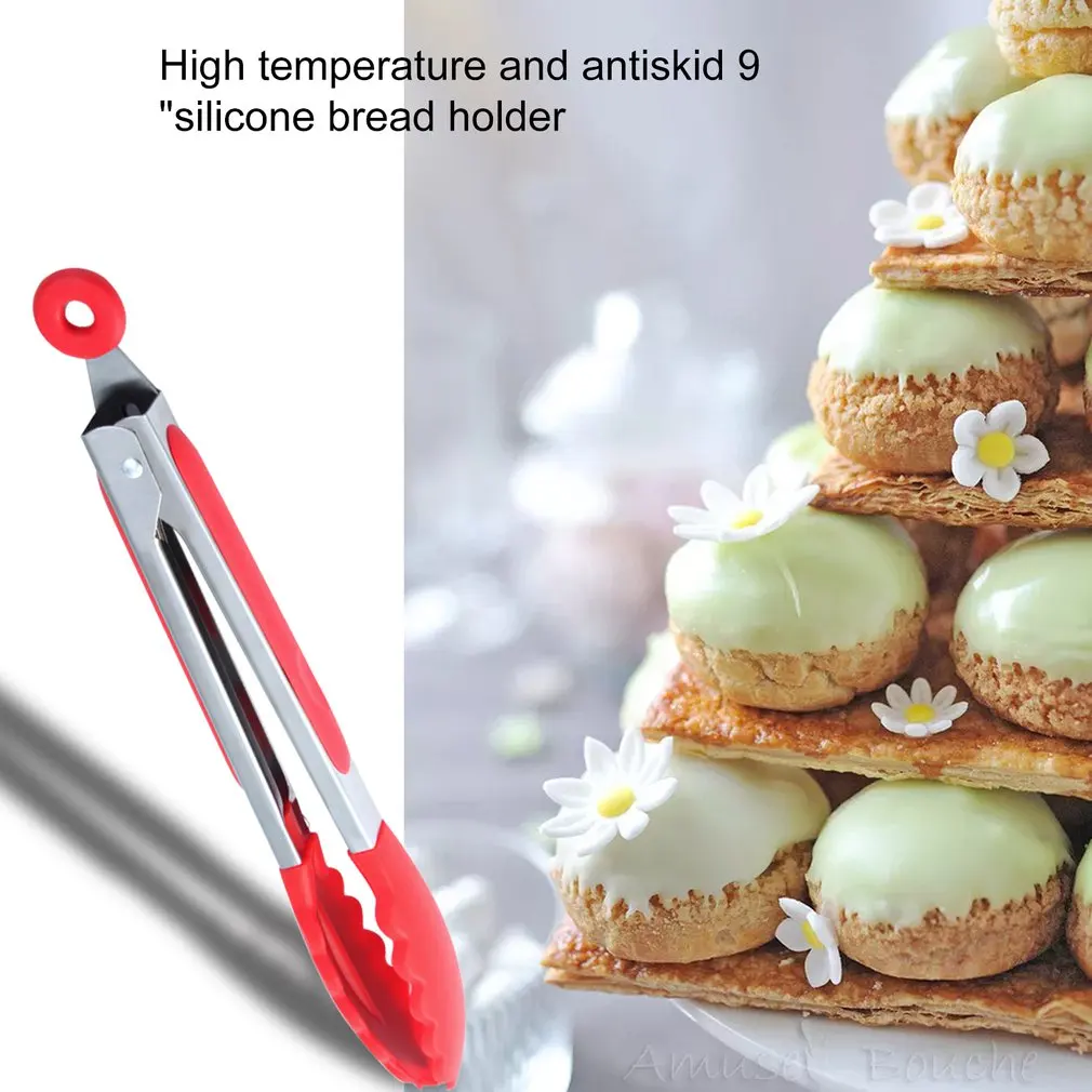 Инструмент для барбекю 9 дюймов высокотемпературный Противоскользящий экологический защитный силиконовый пищевой зажим силиконовая выпечка, гриль-инструмент