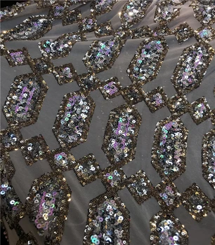 

5 yards Nigerian lace fabric french lace fabric sequins african tulle laces fabric ZH-118317 for wedding dress