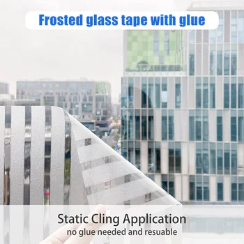 

5 Meters Glass Frosted Window Door Film Stripes Film PVC Sticker DIY Privacy Films for Bedroom Bathroom Home LBShipping