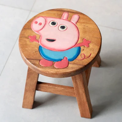 Pig Pecs2 Тайский креативный детский табурет из цельного дерева, милый мультяшный маленький табурет с животными, домашний табурет с подставкой, деревянный табурет, низкий табурет - Цвет: Pig Pecs2