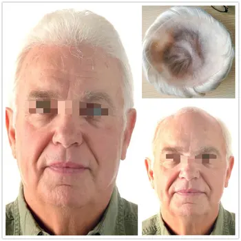 

Hstonir Full French Lace Wig Indian Remy Hair Men Toupee Hairpiece System Invisible Knot H074