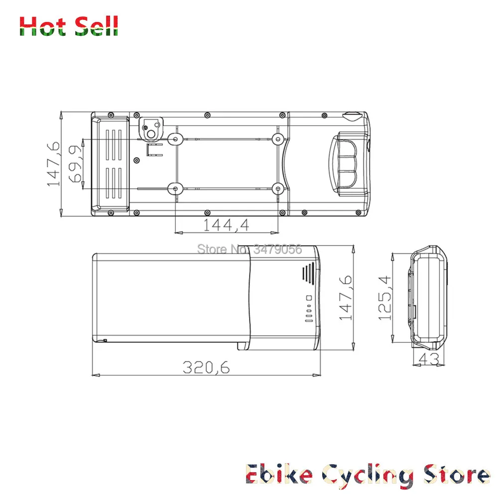 Rear Rack Carrier City Bike Ebike Battery Box 24v 36v 48V 40 pcs 18650 Cells Ansmann E-bike Battery Box Replace Repair lithium battery pack electric bike battery case