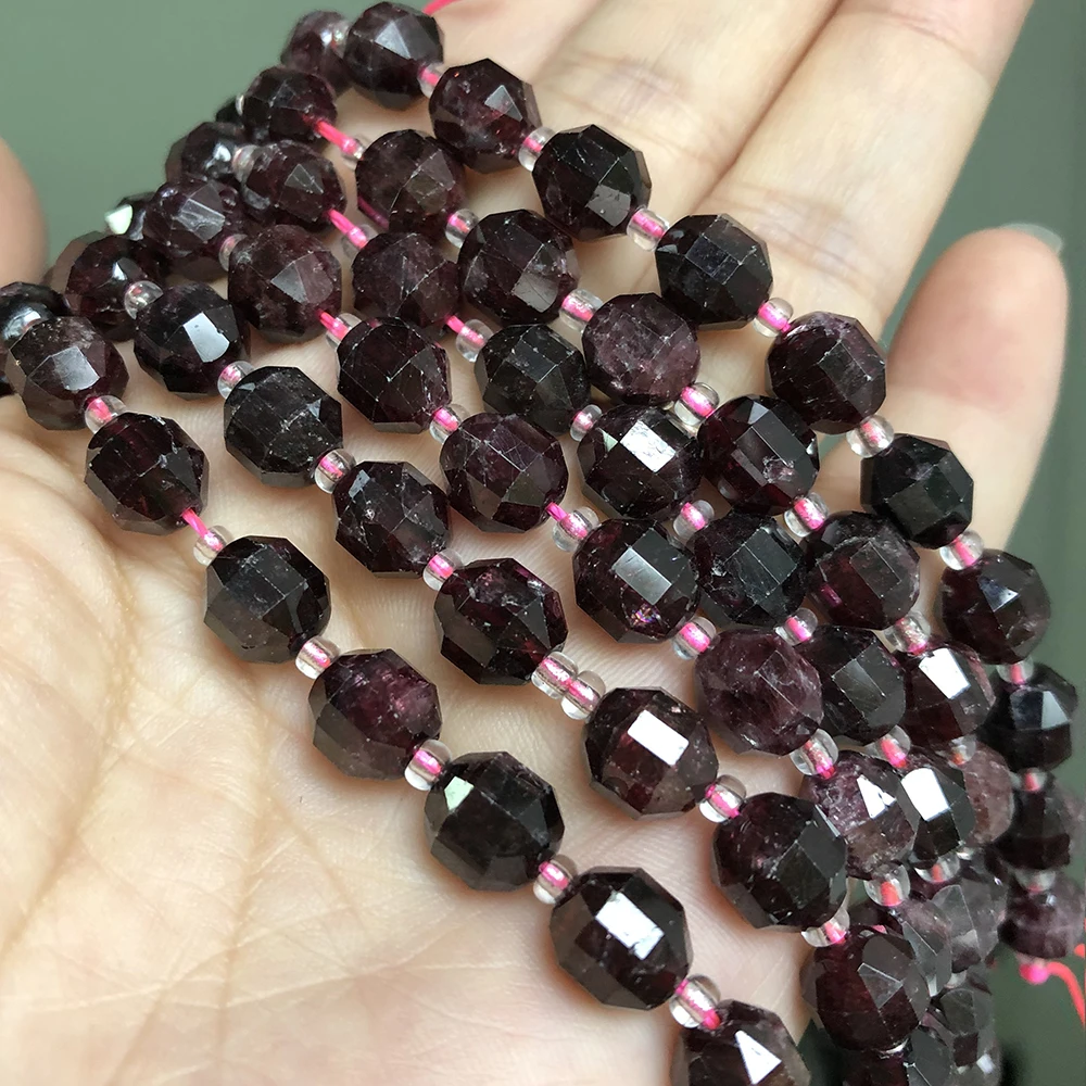 

AAA Natural Faceted Red Garnet Stone Accessories Beads Loose Spacer Beads For Jewelry Making DIY Bracelet Necklace