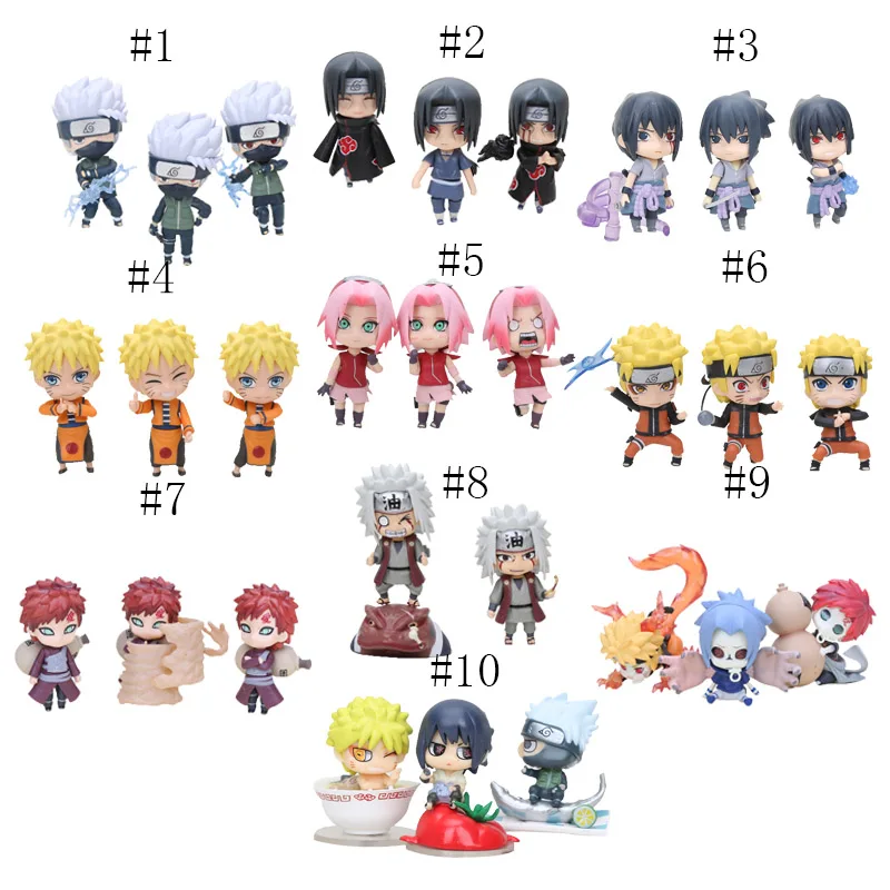3 шт./компл. Naruto Shippuden Uchiha Itachi Haruno Sakura Uzumaki рисунок Hatake kakashi Jiraiya gama украшение модель