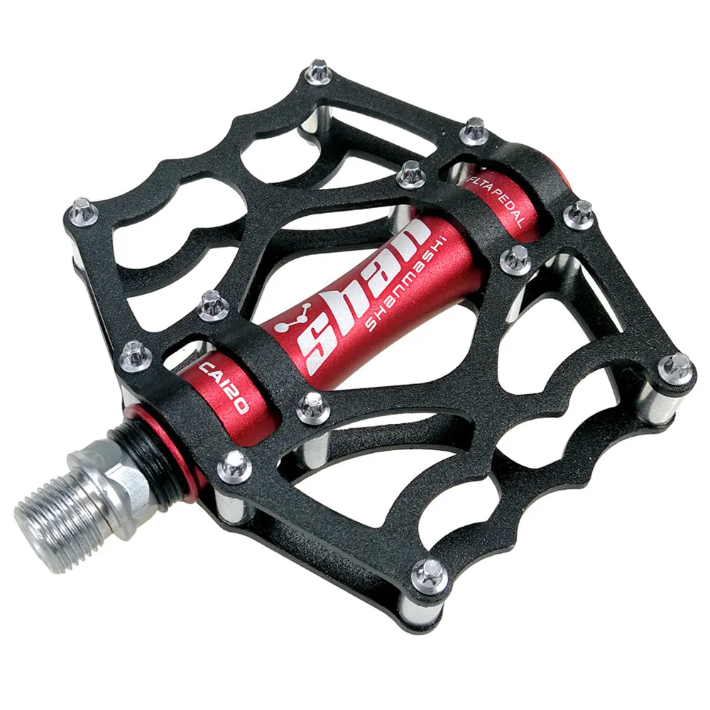 SHANMASHI педали для горного велосипеда MTB велосипедный подшипник алюминиевый сплав педали противоскользящие гоночный дизайн - Цвет: Black Red