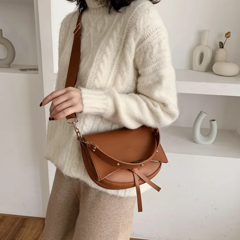 

Textured Non-mainstream Bag Women's 2019 New Style Retro Fashion Saddle Bag Versatile Large-Volume Crossbody Bag