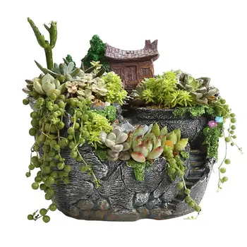 

Resin Elegant Flowerpot Antique Desktop Potted Plants Succulent Plants Holder Home Office Garden Decoration Ornaments