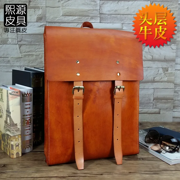 

Origional Hand-rub Color Leather Backpack Men's Bag Retro Skeleton-skin Full-grain Leather 15-Inch Computer Backpack WOMEN'S Bag