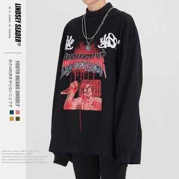 

Women Mens Irregular Tie Dye Evil Clown Dagger Long Sleeve Tee Shirts 2020 Men Hip Hop Hipster Casual Streetwear Tshirts Top
