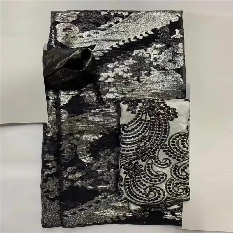 2+3.6+2 Yards Three-Piece Suit Silk Fabric 2022 High Quality Embroidery Printing Silk Fabric For Sewing Textile Material.N19