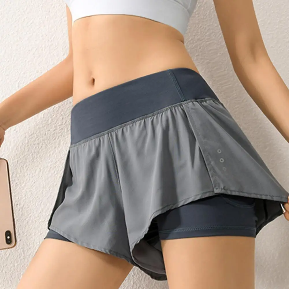 Summer Women Sports Shorts Casual Quick Dry Butt Lift Two Layers High Waist Yoga Short Sports Fitness Gym Shorts