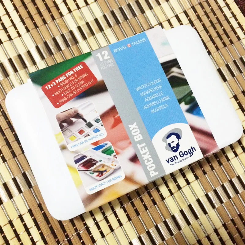 Van Gogh Solid Watercolor Set 15color New Pack with Brush Watercolor Set Aquarela Acuarelas Profesionales Art Supplies