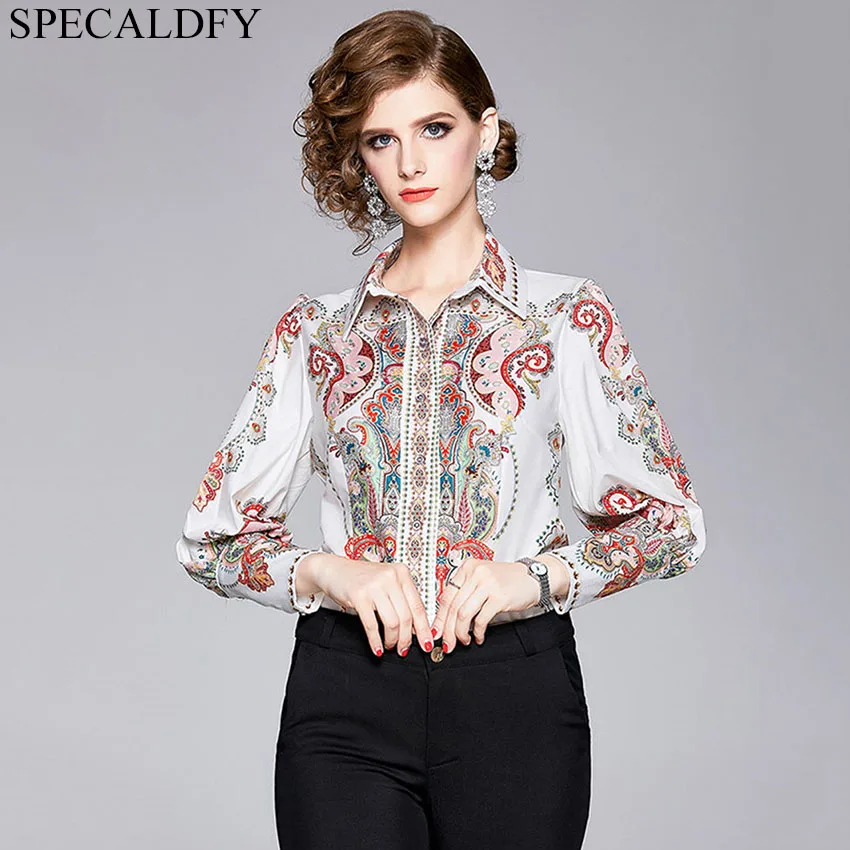 

2019 High Quality Runway Designer Tops Women Blouse Print Vintage Shirt Ladies Office Shirts Womens Tops And Blouses Blusa