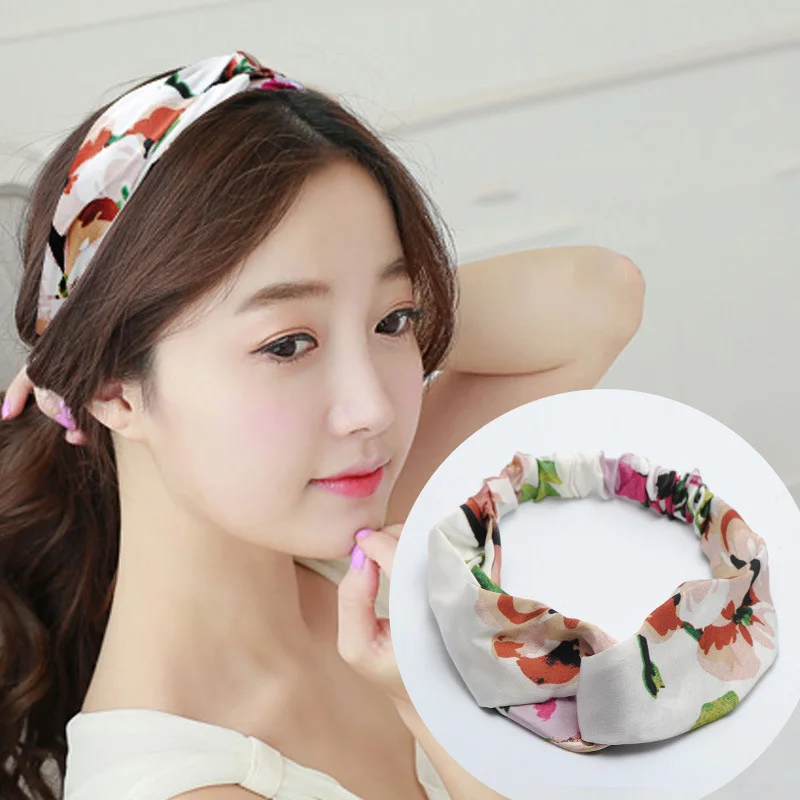 style 6 flower white Женская замшевая повязка на голову; сезон весна-осень; Винтажные эластичные резинки для волос с перекрестным узлом; мягкая однотонная повязка для волос для девочек; аксессуары для волос - Цвет: style 6 flower white
