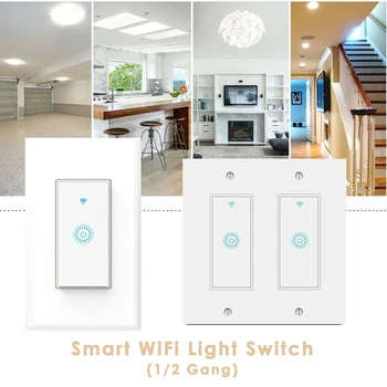 

Smart WiFi Light Switch Glass Panel Touch Voice Control Wireless Wall Switches Remote Alexa Google Home IFTTT Timer Function