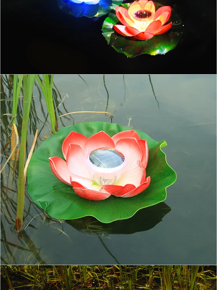 Solar Outdoor schwimmende Lotus Licht Pool Garten Wasser Blume LED-Leuchten C6M4 