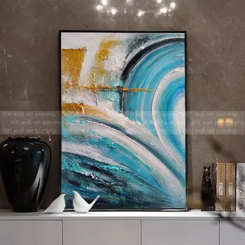 

Sea wave abstract canvas painting decoration acrylic painting for living room home decor abstract wall art picture quadro caudro