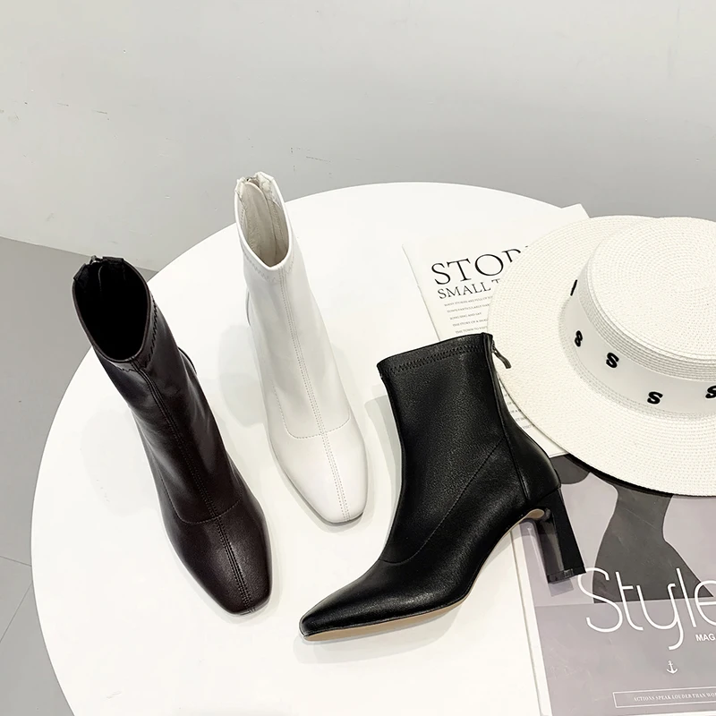 

Boussac Vintage Square Toe Martin Boots Women Solid Punk Ankle Boots for Women Stange Designer Shoes Women SWE0682