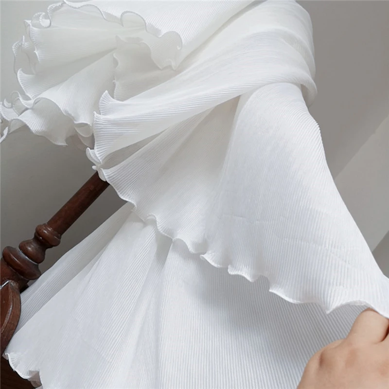 50CM White Chiffon Ruffle Lace Trim 3 Layer Pleated Ribbon Sewing DIY Craft