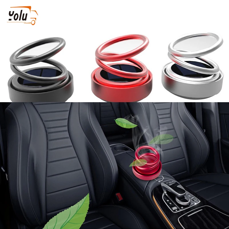 

YOLU Car ornaments Solar automatic suspension double ring rotating aromatherapy aluminum alloy circular rotating suspension car