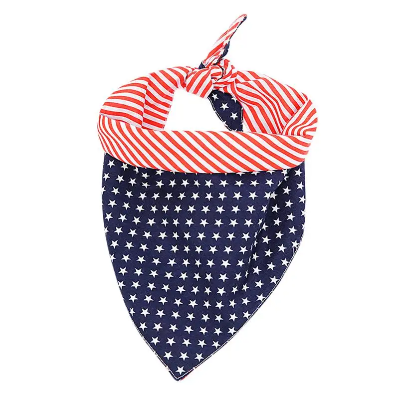 1pc Pet Bib Stripe Star Double Side Layer America Flag Supplies Dog Collar Costume Saliva Towel Necktie | Дом и сад