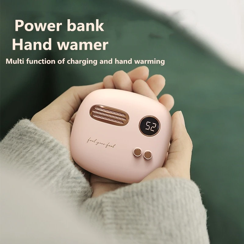 Wortcare 2 in 1 Retro Hand Warmer Power Bank Digital Display Power Bank  Chargeable Usb Heater Warm For Travel Home 5000mAh - AliExpress
