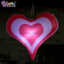 Экологически чистая надувная модель 0,8 метров в форме сердца со светодиодами для вечерние/Потолочные Подвесные Игрушки в форме сердца