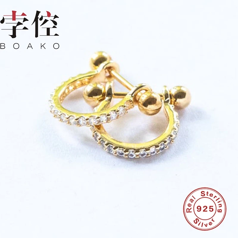 Женские серьги-гвоздики в форме буквы U с микроинкрустацией | Украшения и