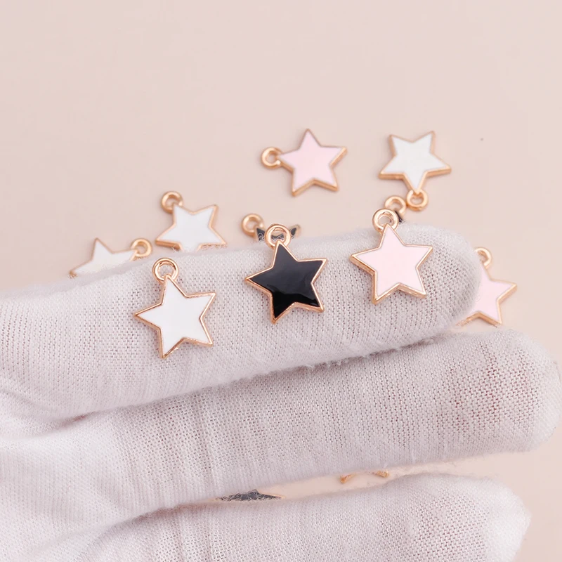 10 pçs 13x13mm esmalte estrelas pingentes jóias para encantos diy fazer pulseiras crafting brincos colares acessórios