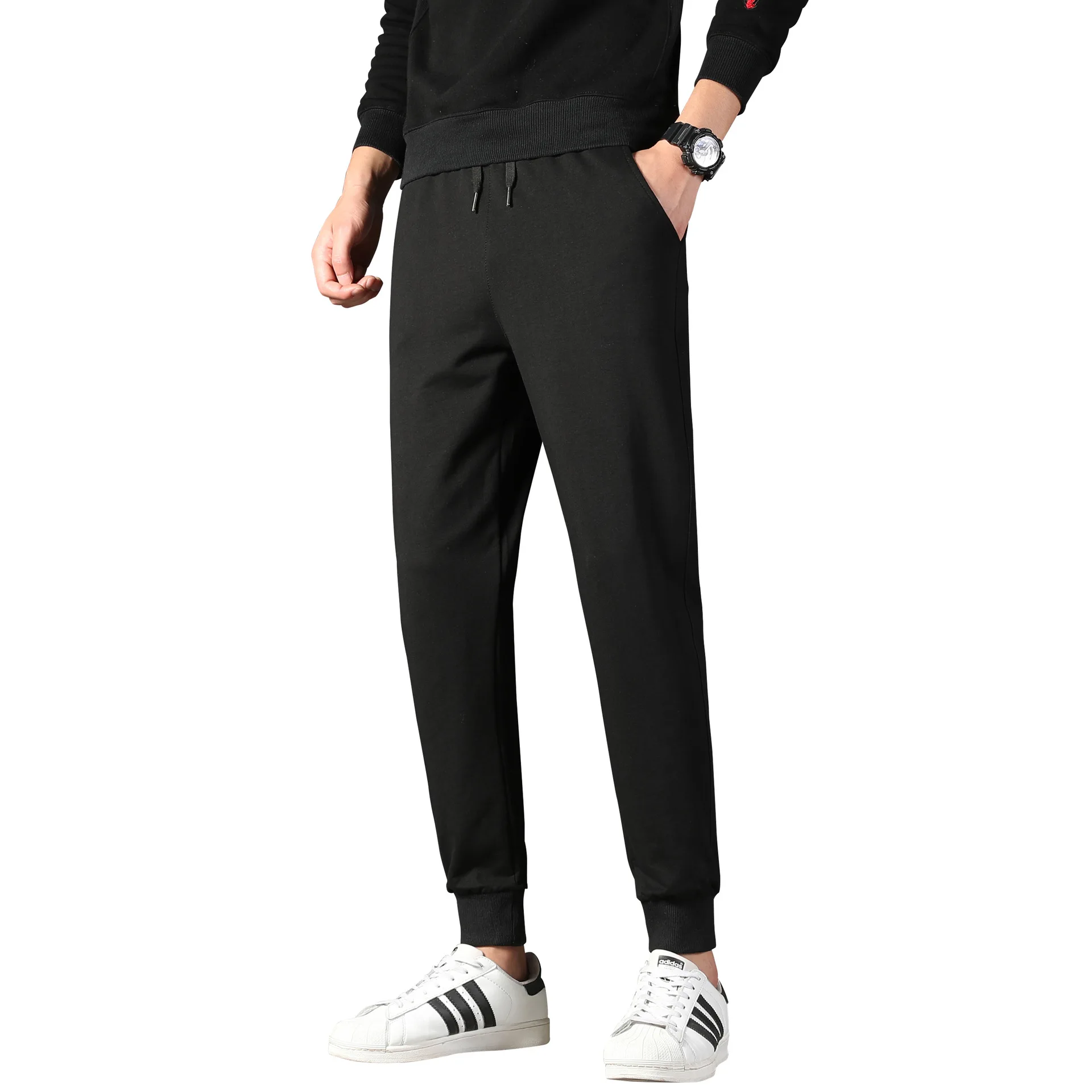 Pants Men's Korean-style Trend Autumn New Style Card Versatile Beam Leg Loose-Fit Sports Casual Capri Cargo Trousers