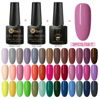 

Mtssii 3pcs/Lot Gel Polish UV LED Nail Varnish For Manicure Pure Colors Gel Lacquer Semi Permanent Gel Paint Nail Art
