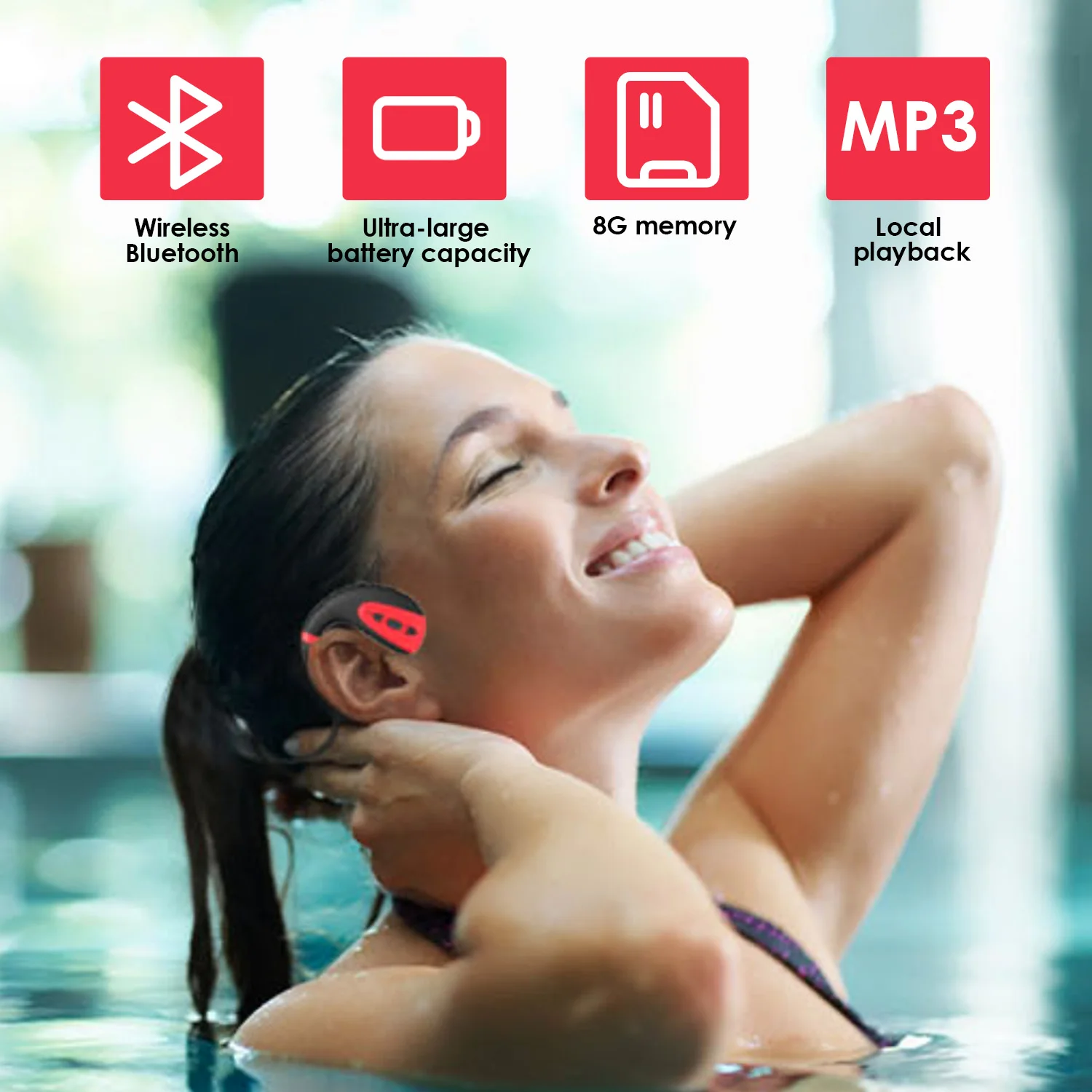 S.Wear 8G HIFI MP3-плеер гарнитура IPX8 водонепроницаемые наушники костная проводимость