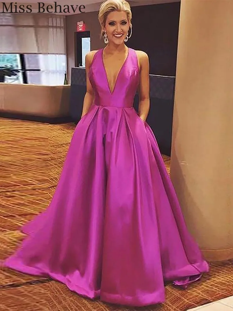 

DD JYOY Plus Size Evening Gown for Women Dress with Train V Neck Elegant Evening Dress Long 2019 Open Back